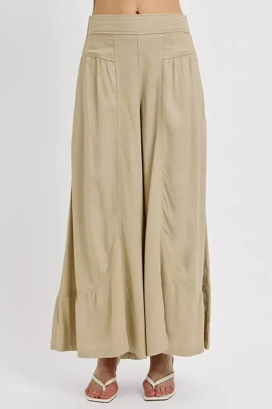 Trendsi Shirring Wide Leg Pants Women's Casual Flowy Trousers USA Ship