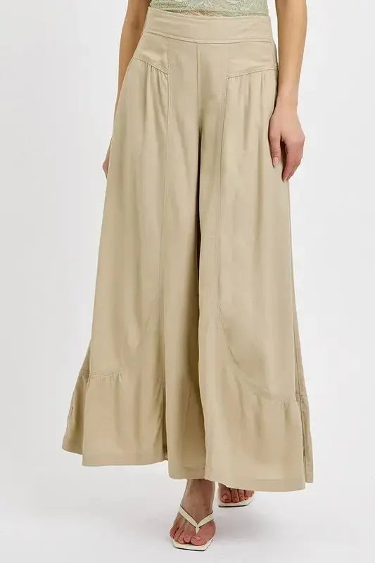Trendsi Shirring Wide Leg Pants Women's Casual Flowy Trousers USA Ship