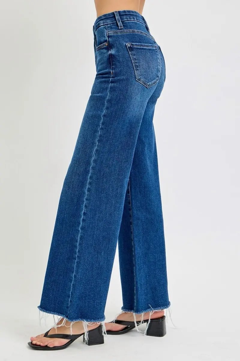 Trendsi High Rise Wide Leg Jeans Women's Tummy Control Denim Jeans