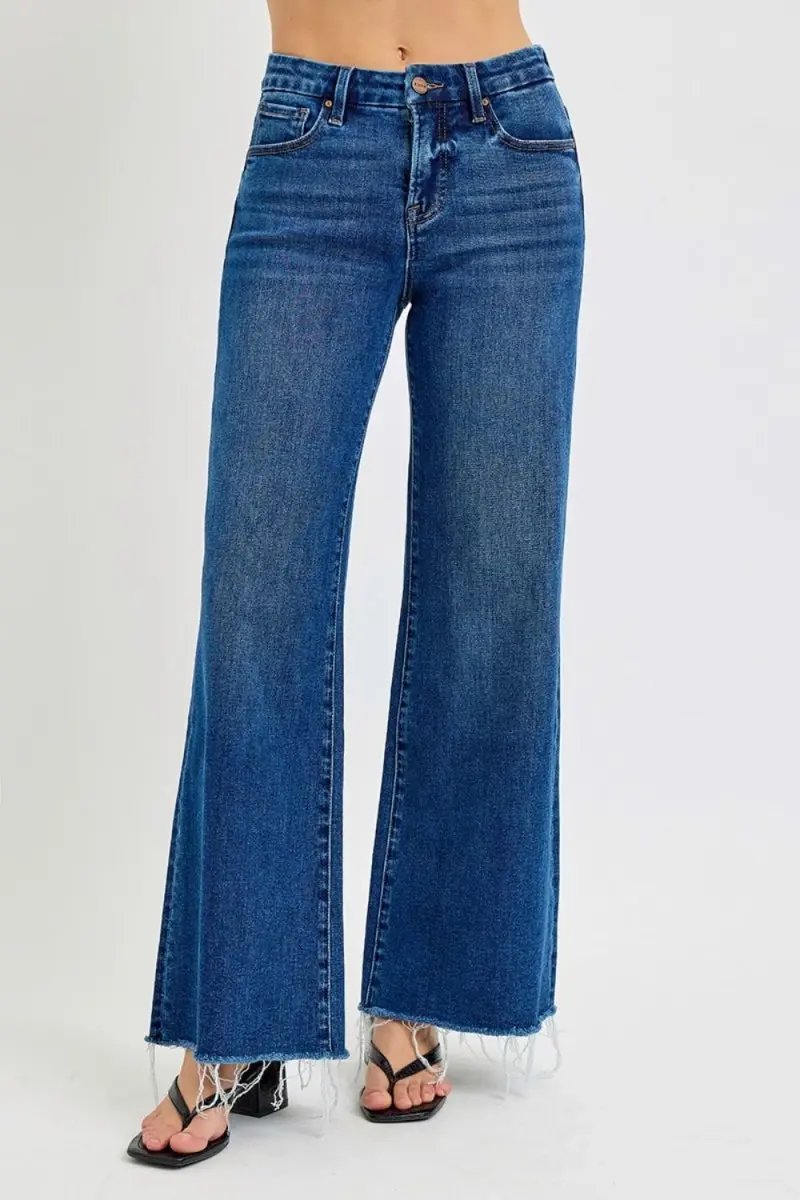 Trendsi High Rise Wide Leg Jeans Women's Tummy Control Denim Jeans