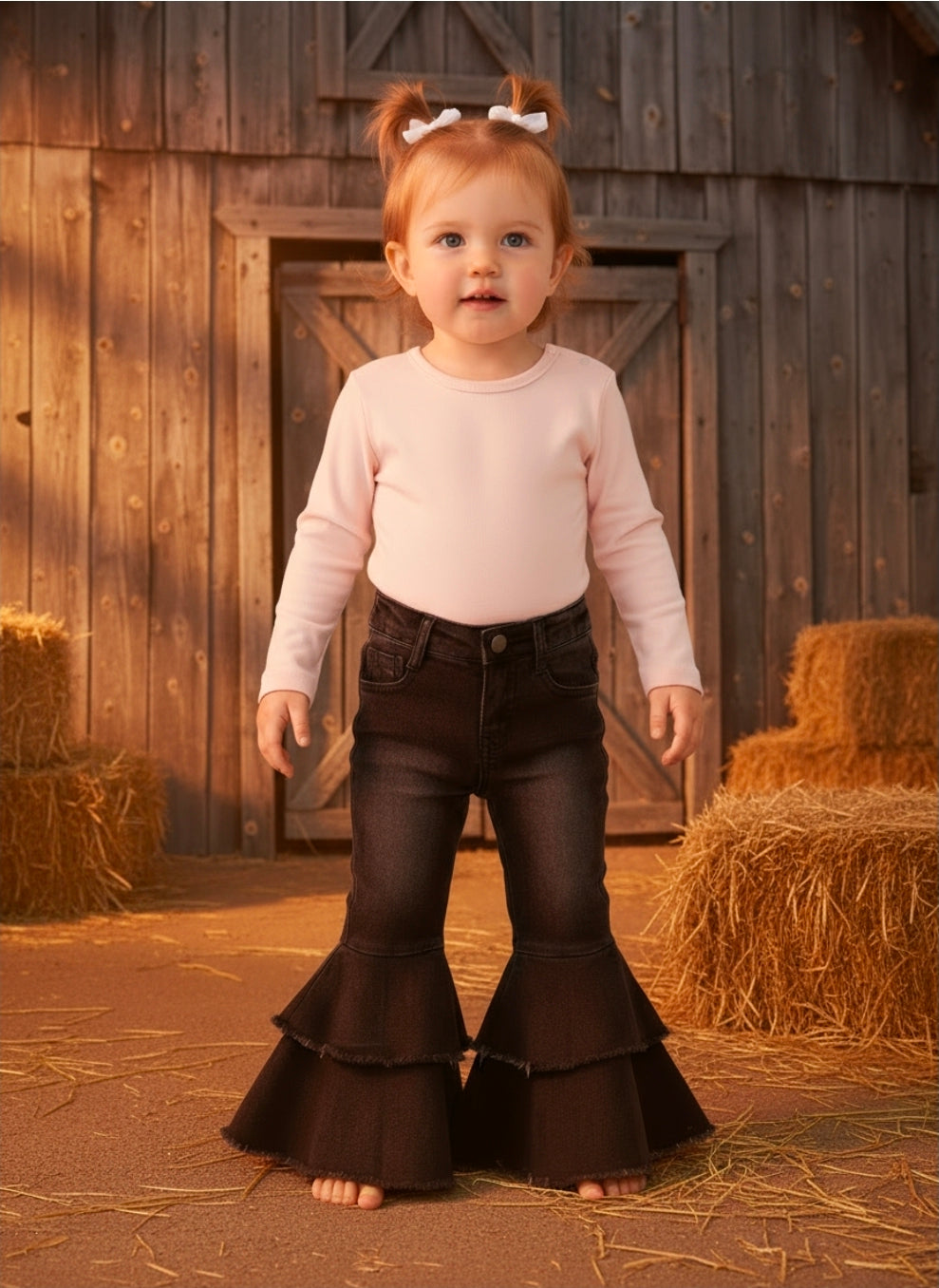 Black Double Flare Jean