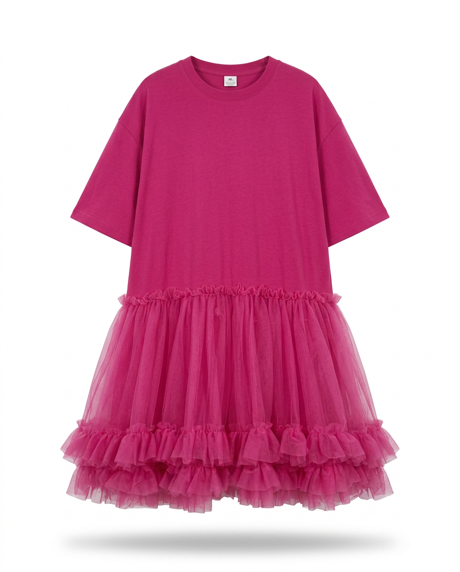 Radiant Mesh Ruffle Mini Dress