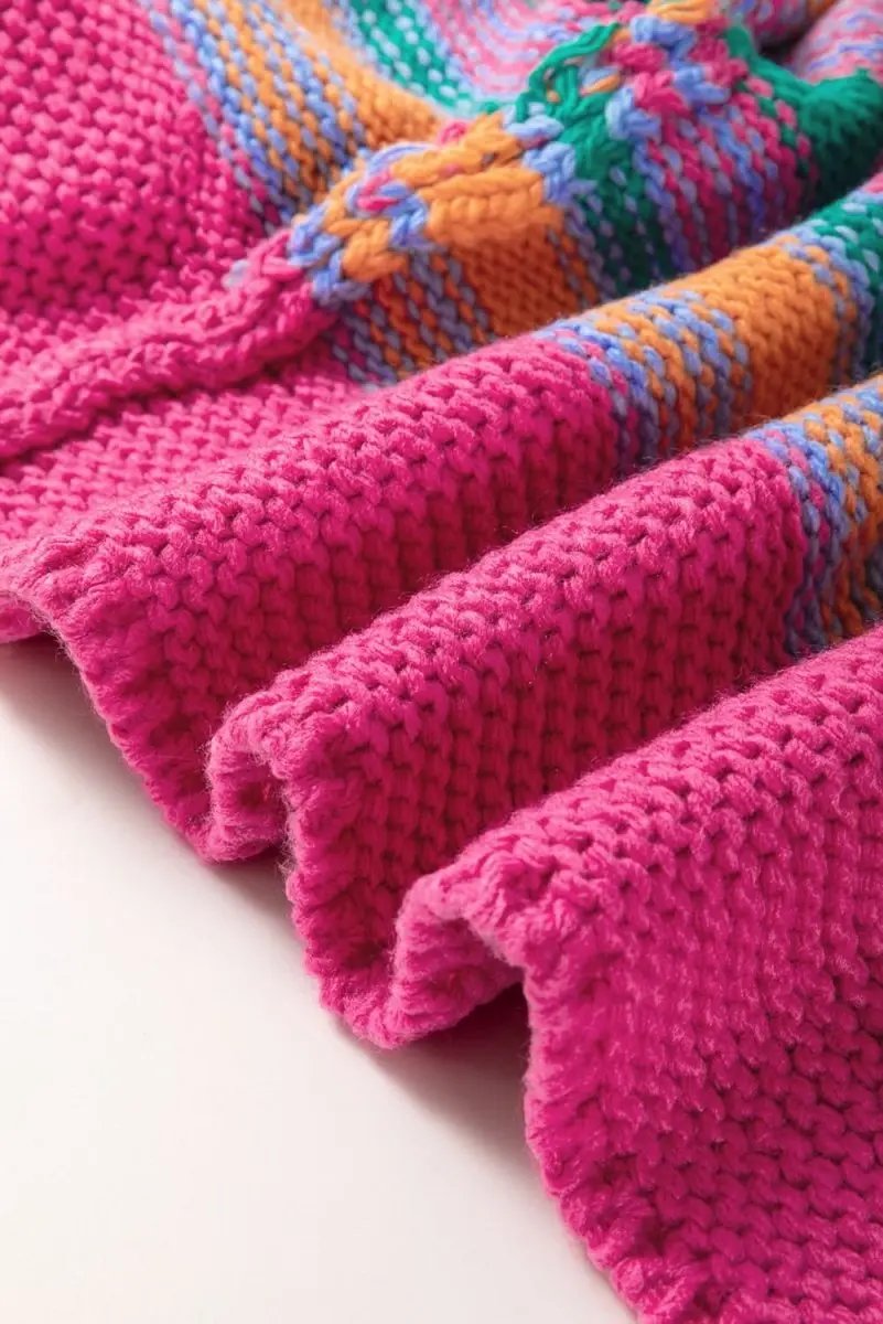 Love Salve Rose Stripe Cardigan Women's Daily Wear Knitwear Soft, Puff Sleeve