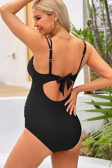Maternity Swimsuit - Comfortable Support - Ruch Scallop V Neck