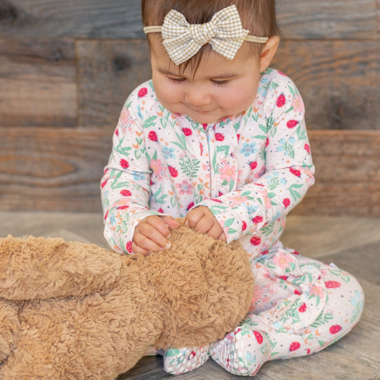 Ladybug Flower Garden Ruffle Baby Footie