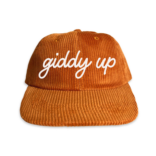 Giddy Up Cursive Corduroy Cap