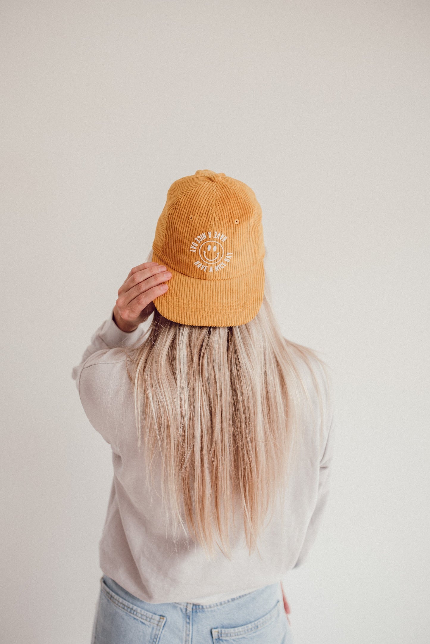 Smile Have a Nice Day Corduroy Cap