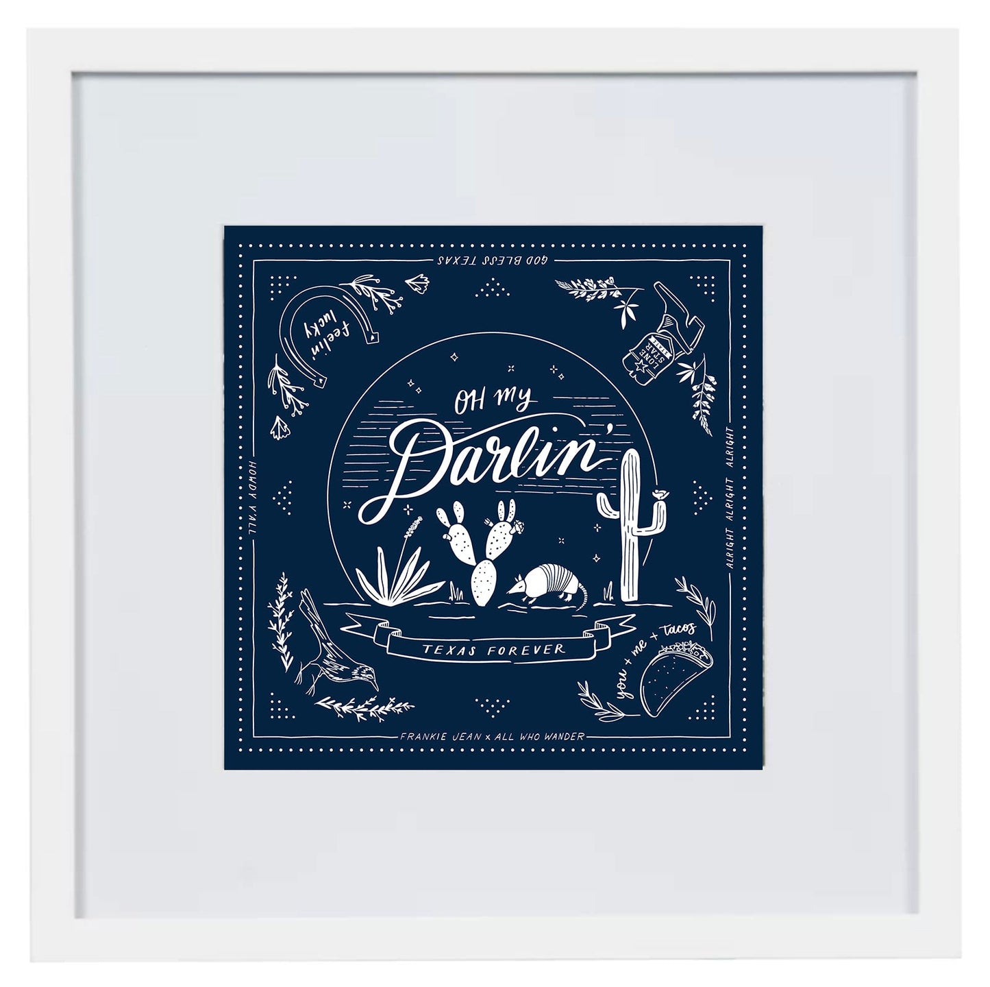 Texas Theme Square Print