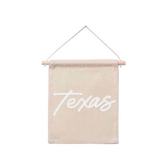 Texas Cursive Hanging Canvas Banner
