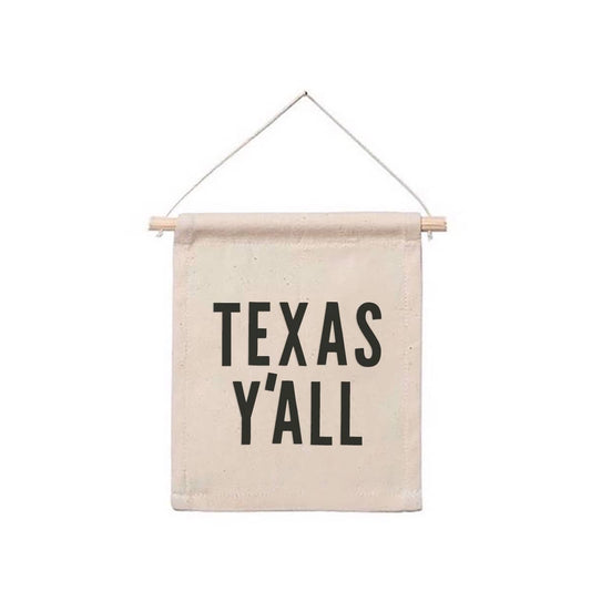 Texas Y'all Hanging Canvas Banner