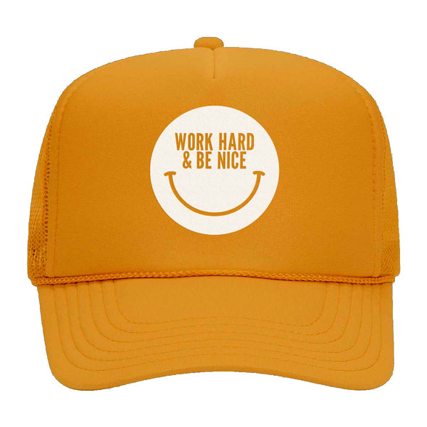 Work Hard & Be Nice Smile Foam Snapback