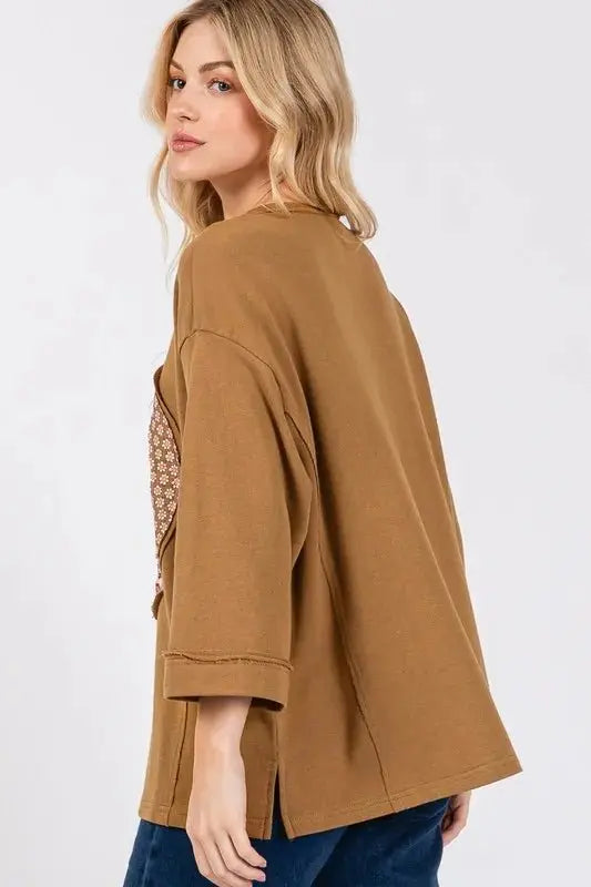 Trendsi SAGE+FIG Floral Top Women's Casual Tee Soft, Breathable T-Shirt