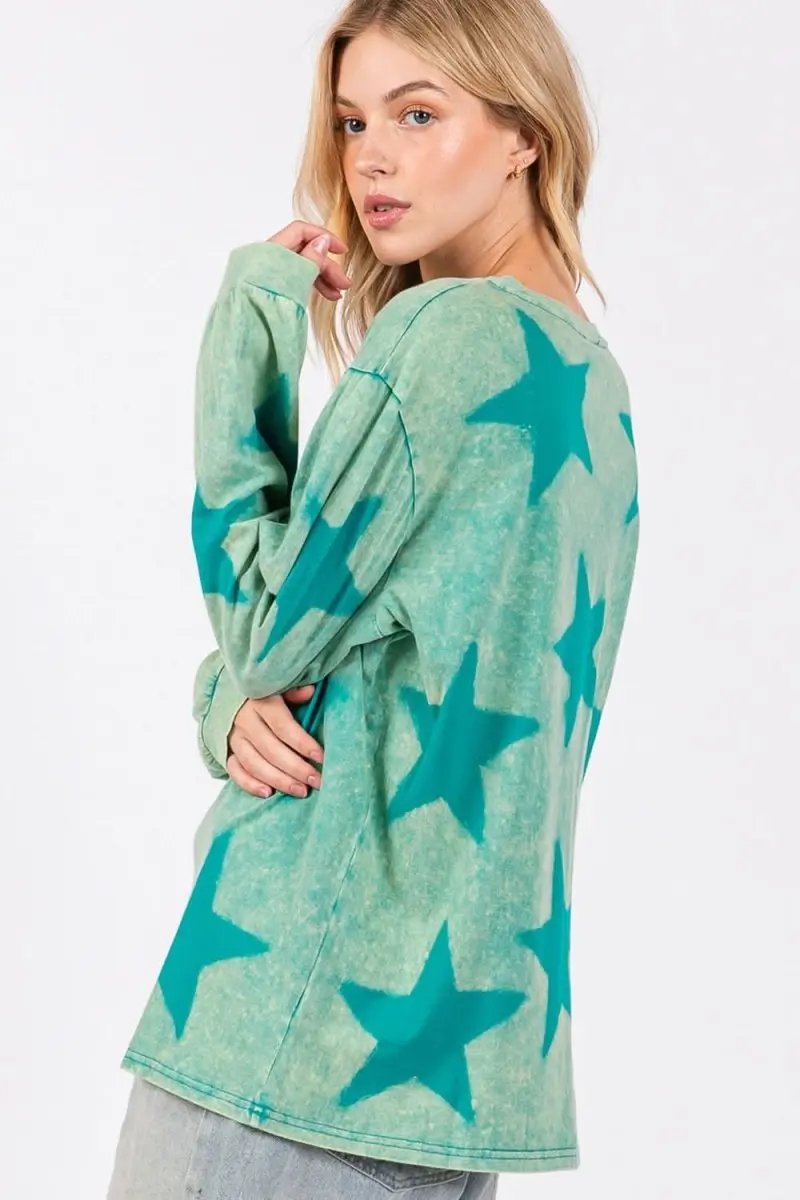 Trendsi Mineral Wash Star Tee Women's Casual T-Shirt Soft & Trendy