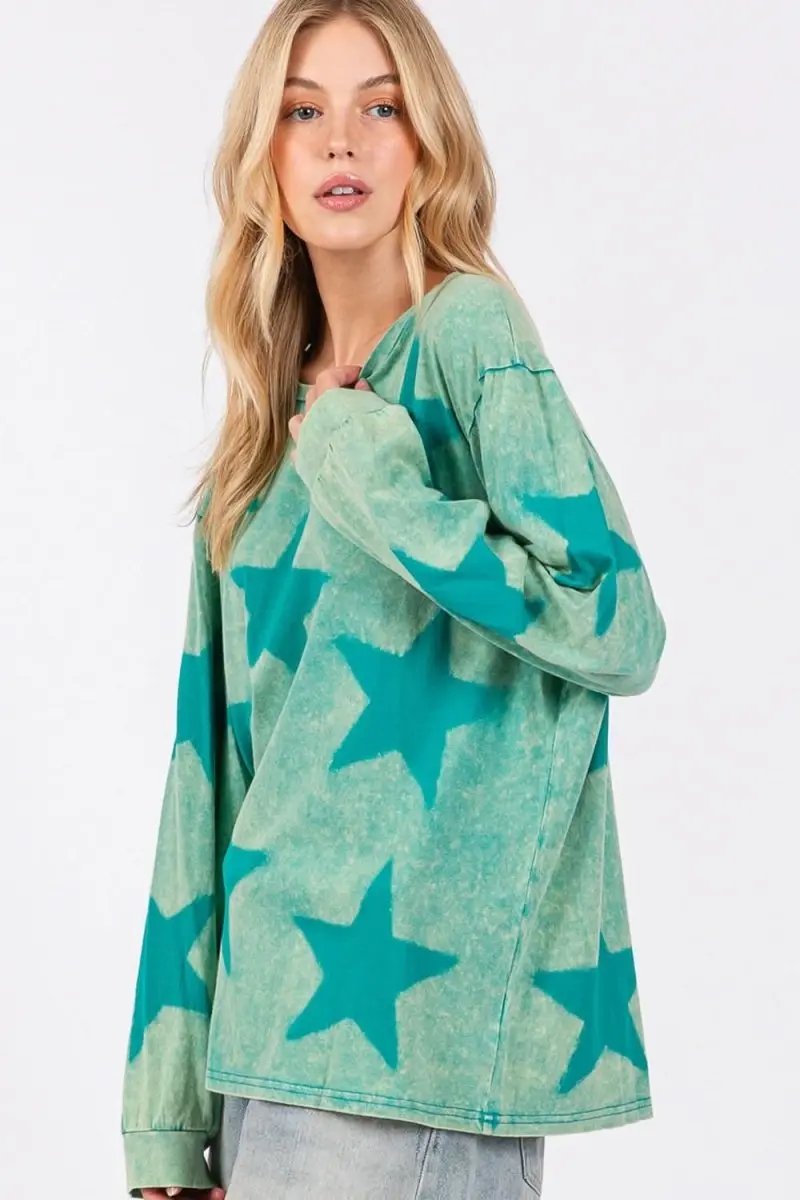 Trendsi Mineral Wash Star Tee Women's Casual T-Shirt Soft & Trendy