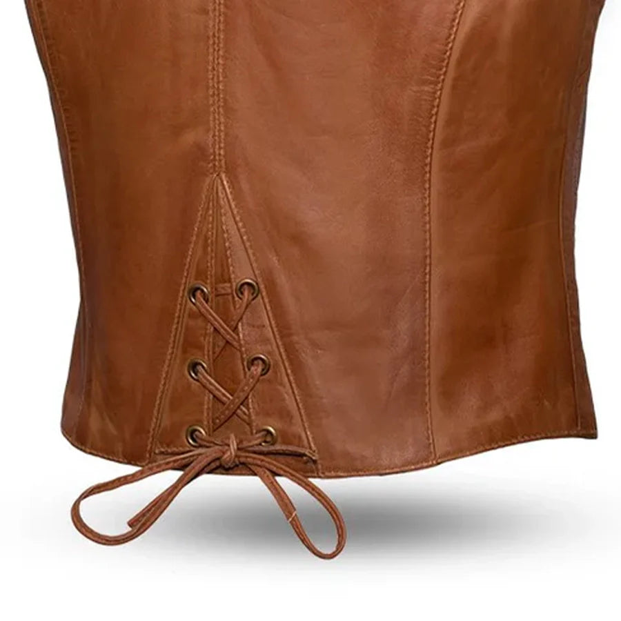 Savannah Women's Western Style Motorcycle Leather Vest