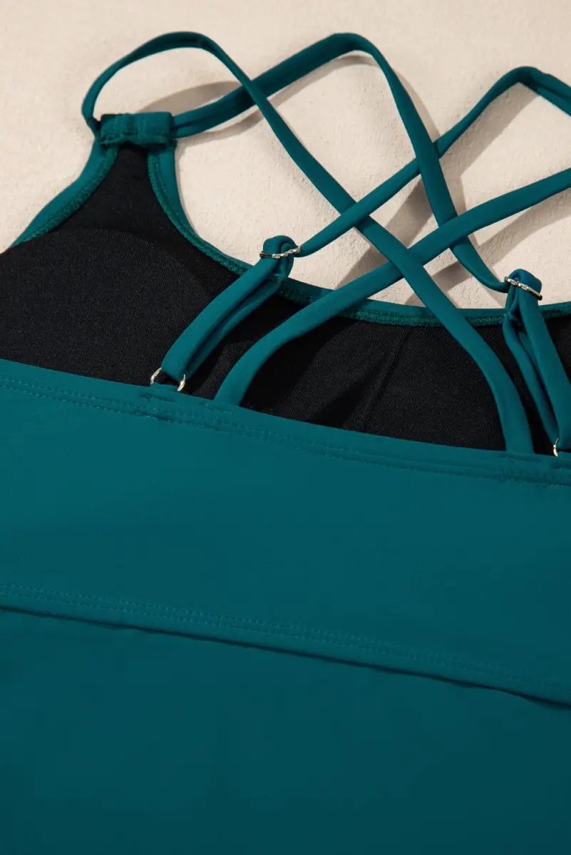 Love Salve Green Floral Tankini Women's Vacation Swimsuit Tummy Control Set