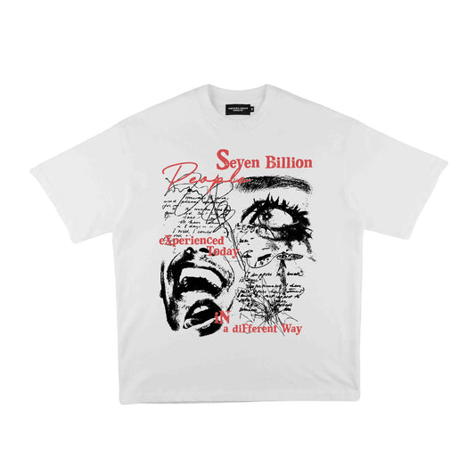 Compliments Seven Billion People White Vintage Shirt