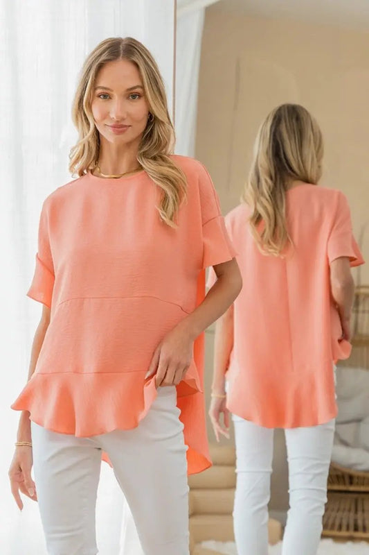Trendsi Ruffled Top Women's Fashion Casual Shirt Cute & Comfy