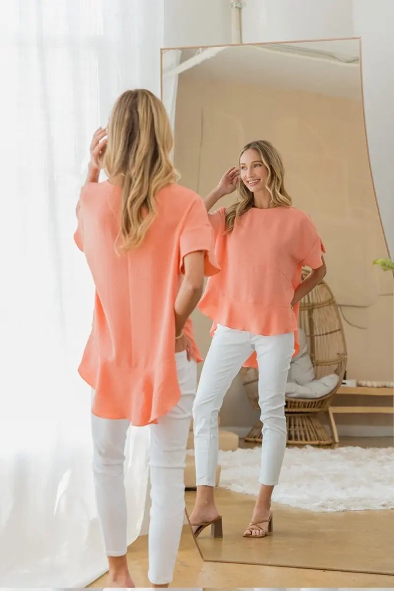 Trendsi Ruffled Top Women's Fashion Casual Shirt Cute & Comfy