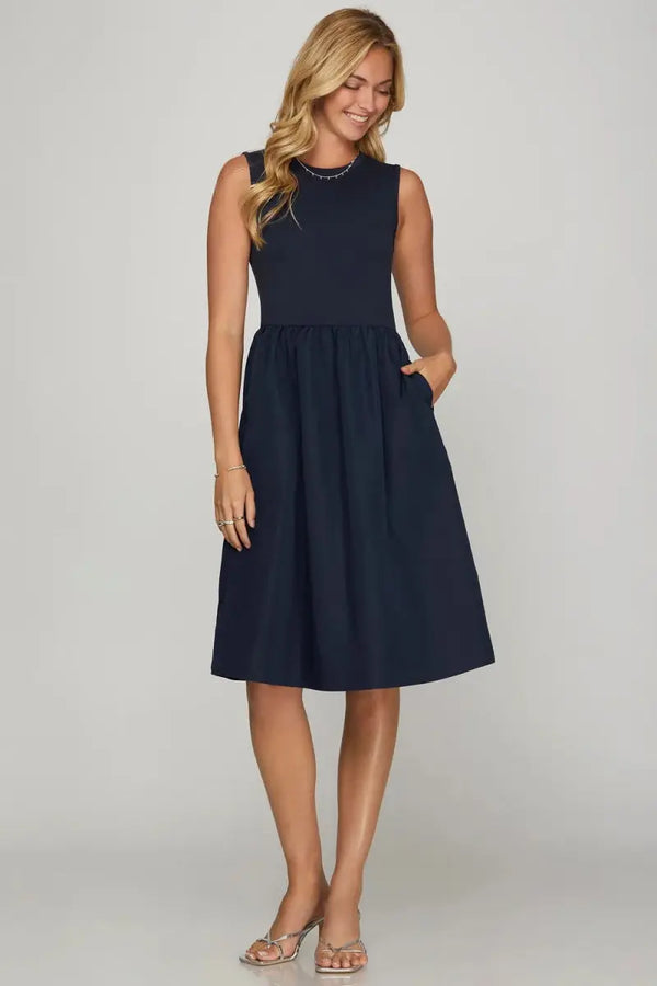 Trendsi Sleeveless Midi Dress Women's Casual Summer Dress with Pockets