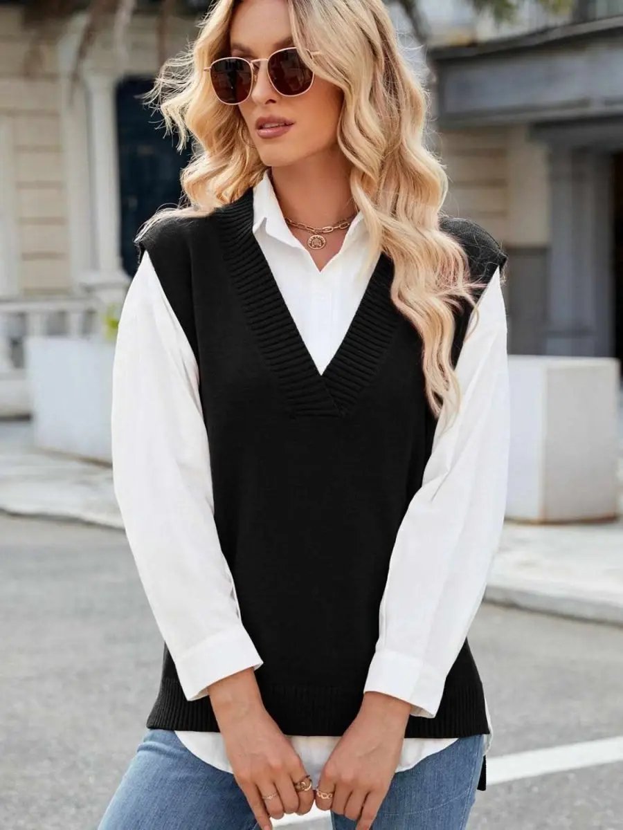 Sweater Vest - V-Neck Acrylic - Women's Layering Fashion