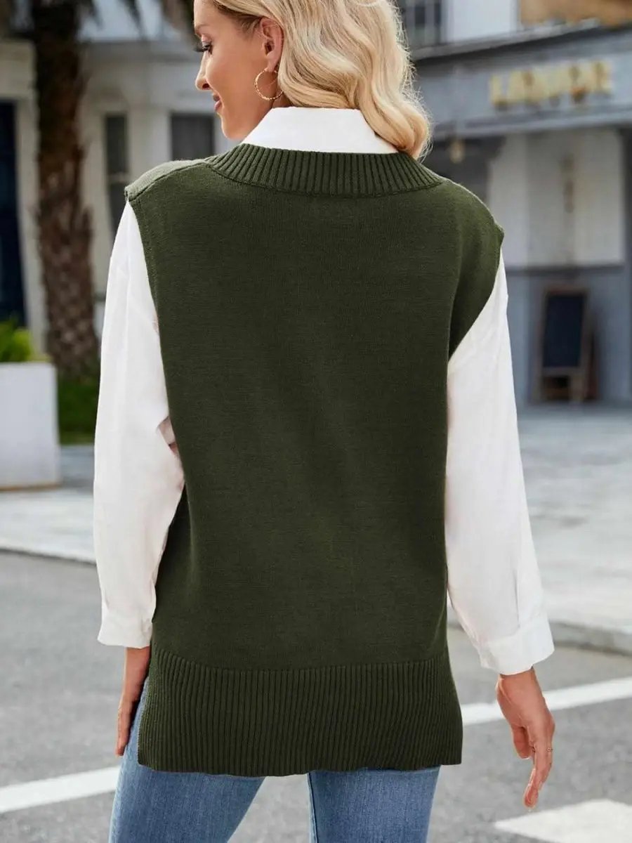 Sweater Vest - V-Neck Acrylic - Women's Layering Fashion