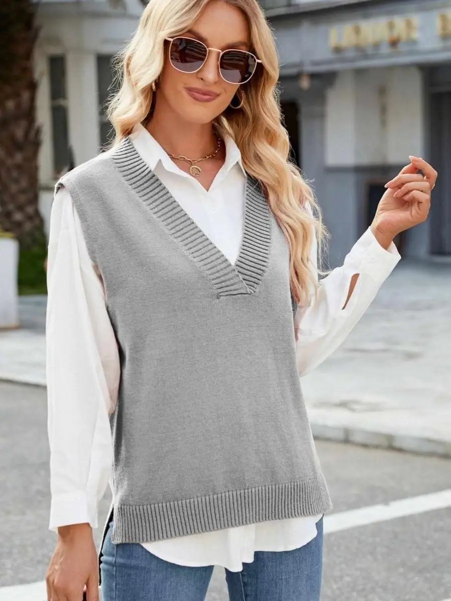 Sweater Vest - V-Neck Acrylic - Women's Layering Fashion