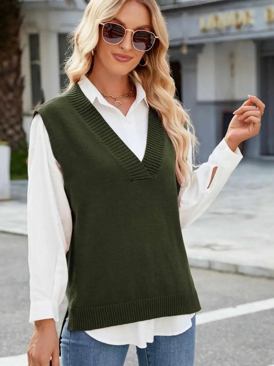 Sweater Vest - V-Neck Acrylic - Women's Layering Fashion