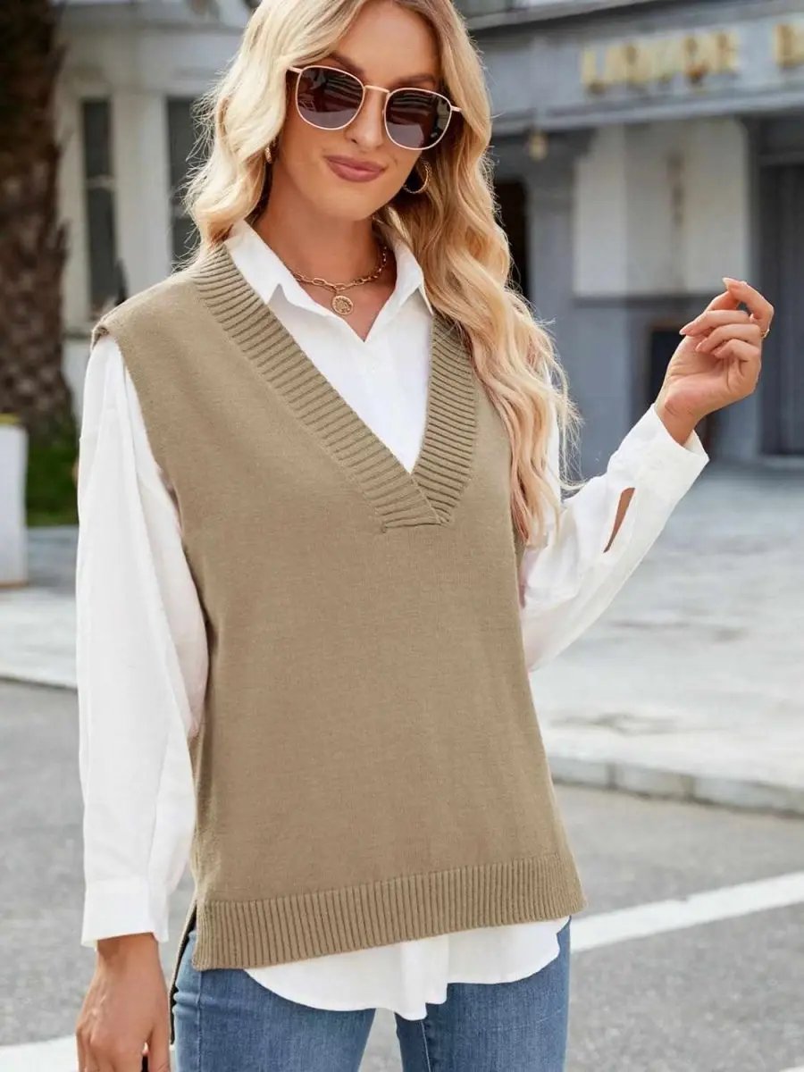 Sweater Vest - V-Neck Acrylic - Women's Layering Fashion