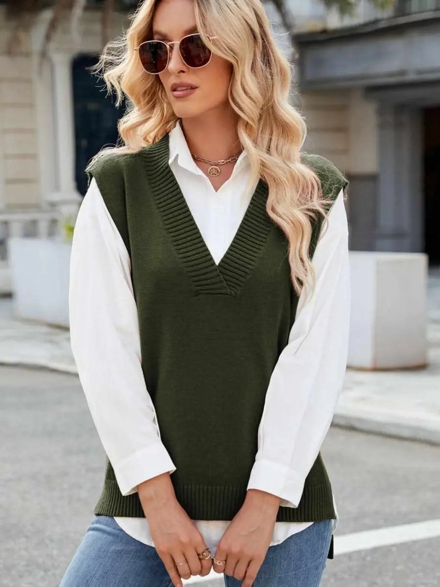 Sweater Vest - V-Neck Acrylic - Women's Layering Fashion