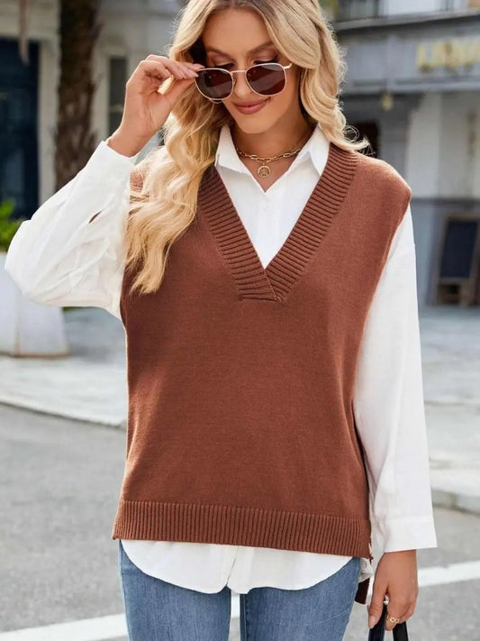 Sweater Vest - V-Neck Acrylic - Women's Layering Fashion