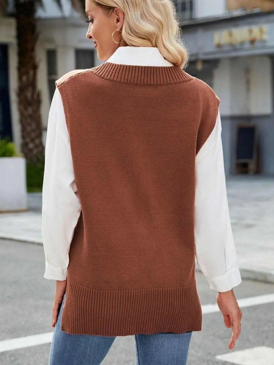 Sweater Vest - V-Neck Acrylic - Women's Layering Fashion