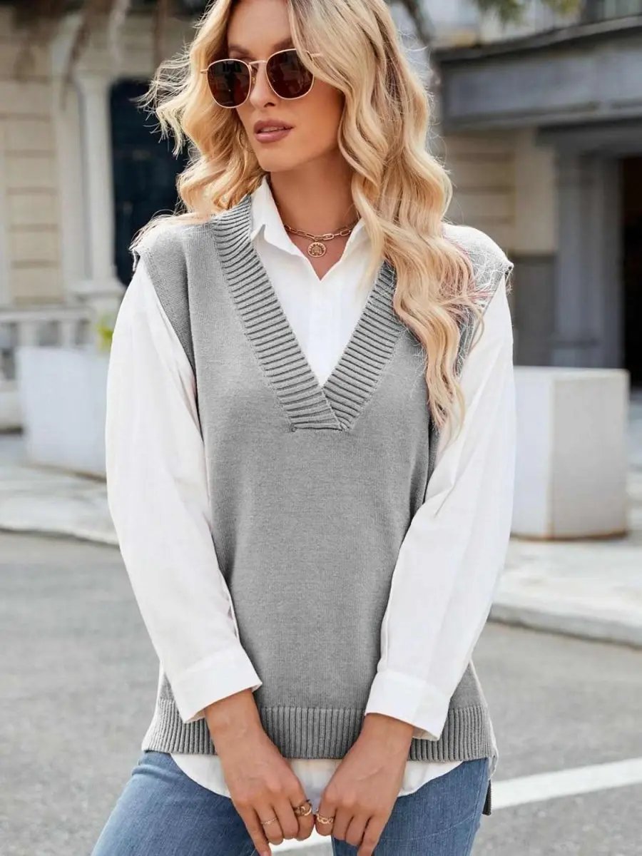 Sweater Vest - V-Neck Acrylic - Women's Layering Fashion