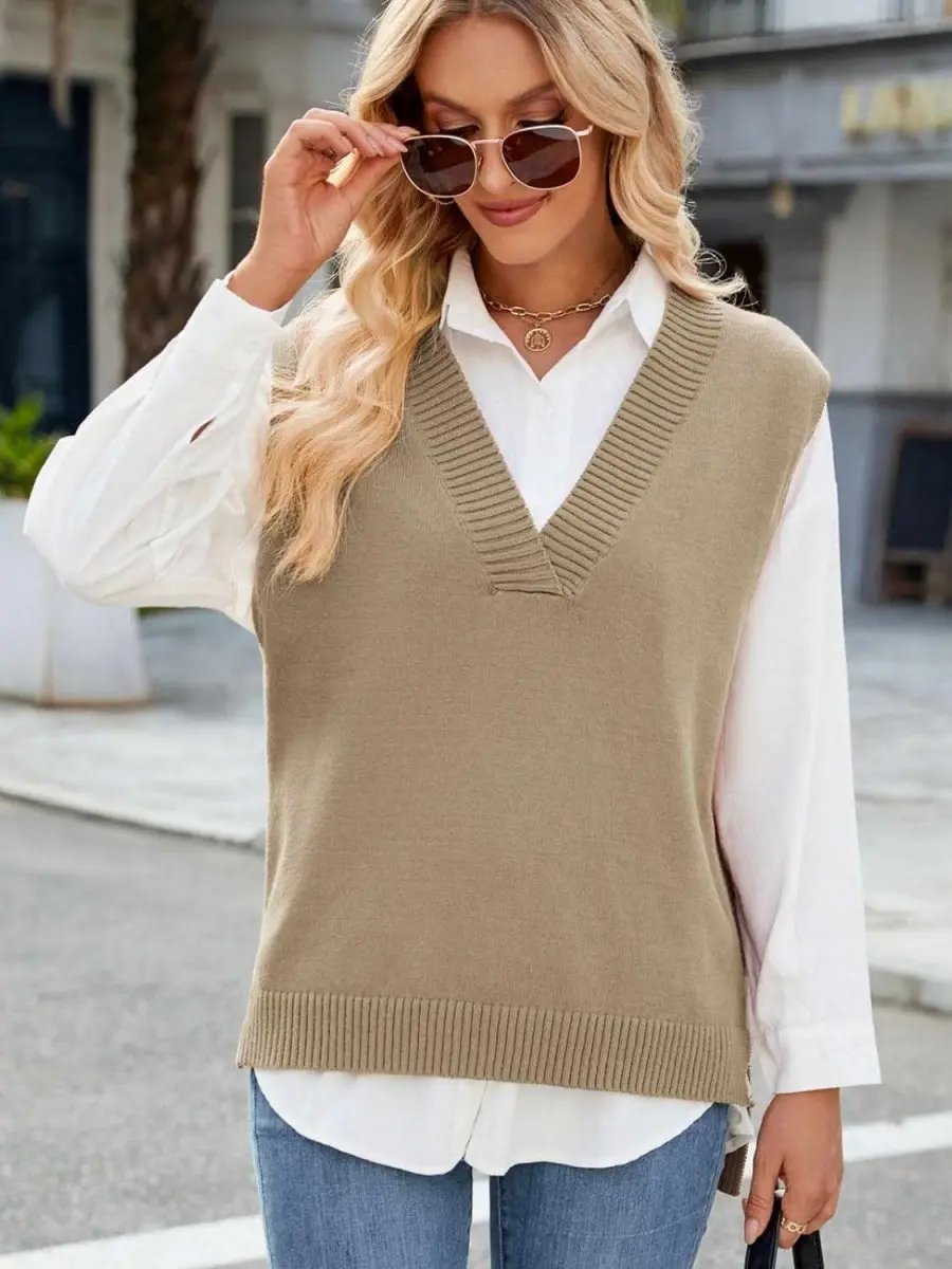 Sweater Vest - V-Neck Acrylic - Women's Layering Fashion