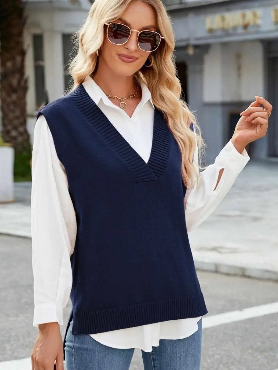 Sweater Vest - V-Neck Acrylic - Women's Layering Fashion