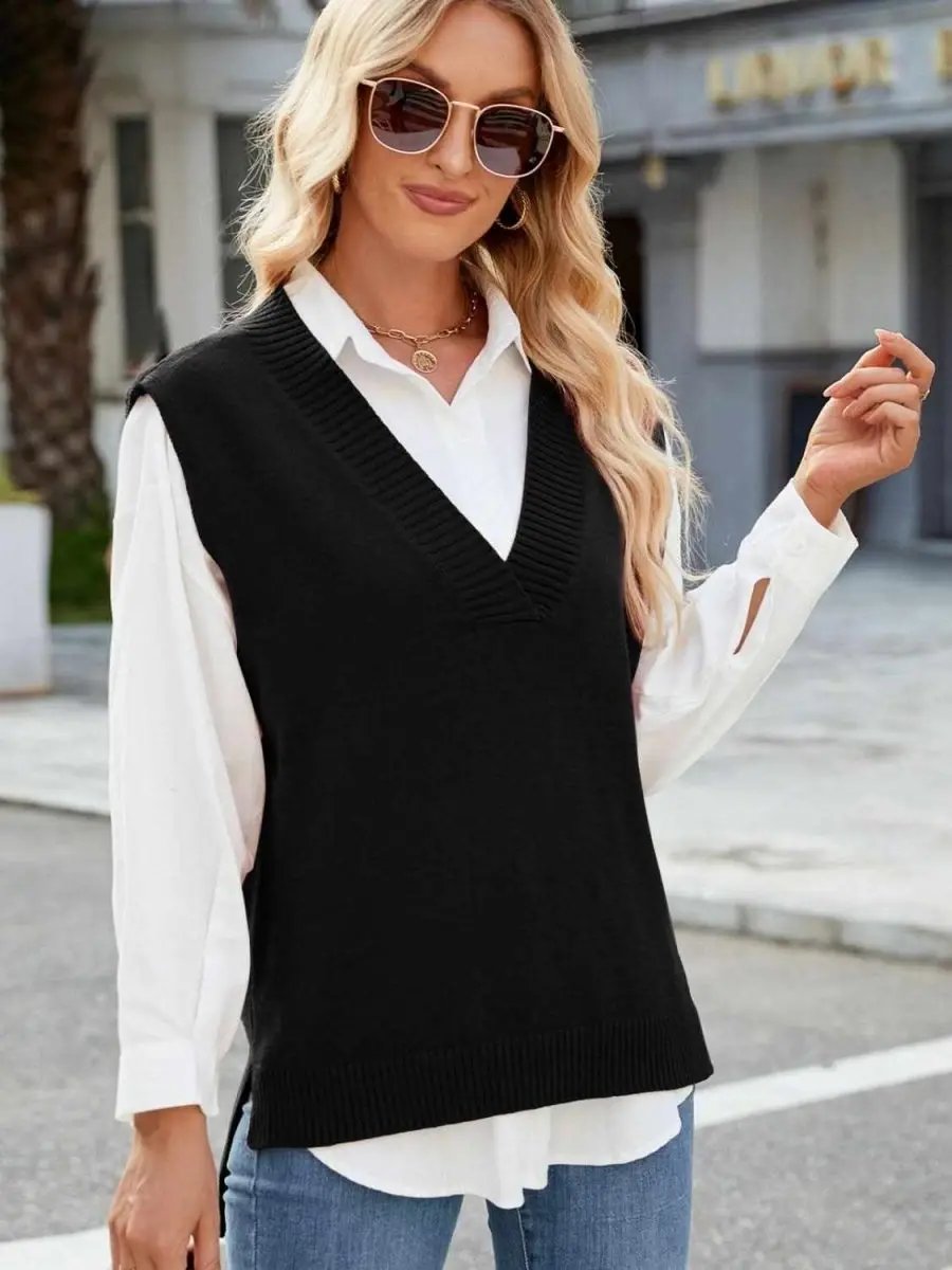 Sweater Vest - V-Neck Acrylic - Women's Layering Fashion
