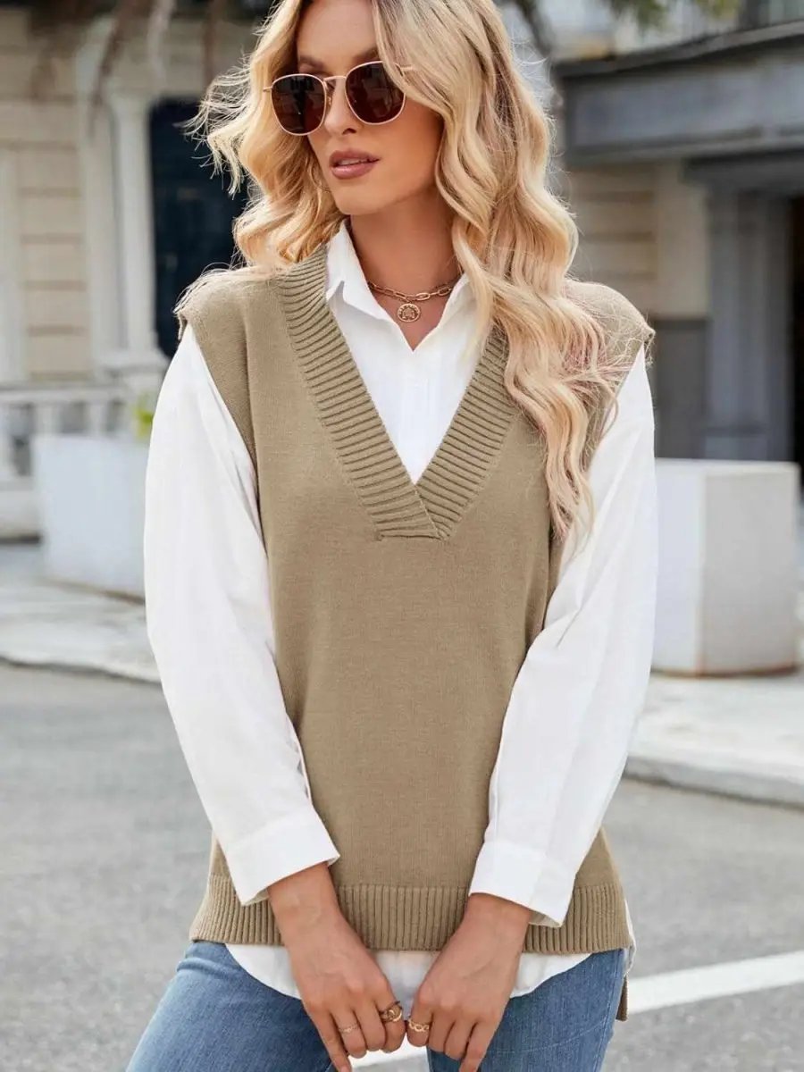 Sweater Vest - V-Neck Acrylic - Women's Layering Fashion