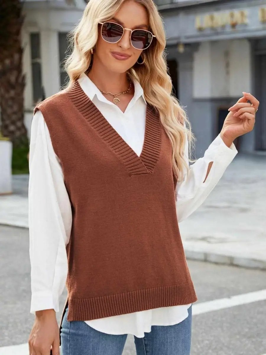 Sweater Vest - V-Neck Acrylic - Women's Layering Fashion