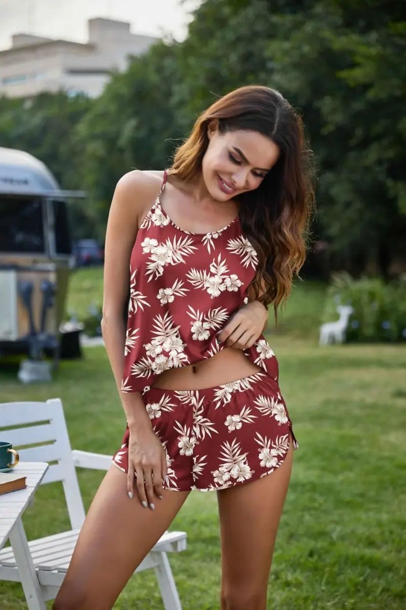 Love Salve Satin Pajamas Women's Backless Lingerie Cami Shorts Set Nightwear