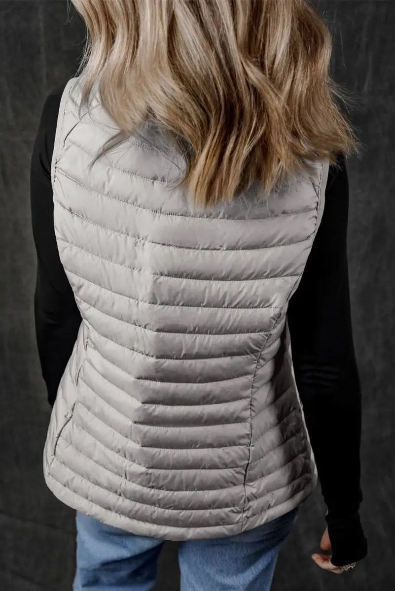 Love Salve Silvery Plush Vest Women's Layering Quilted Puffer Vest - Trendy Style