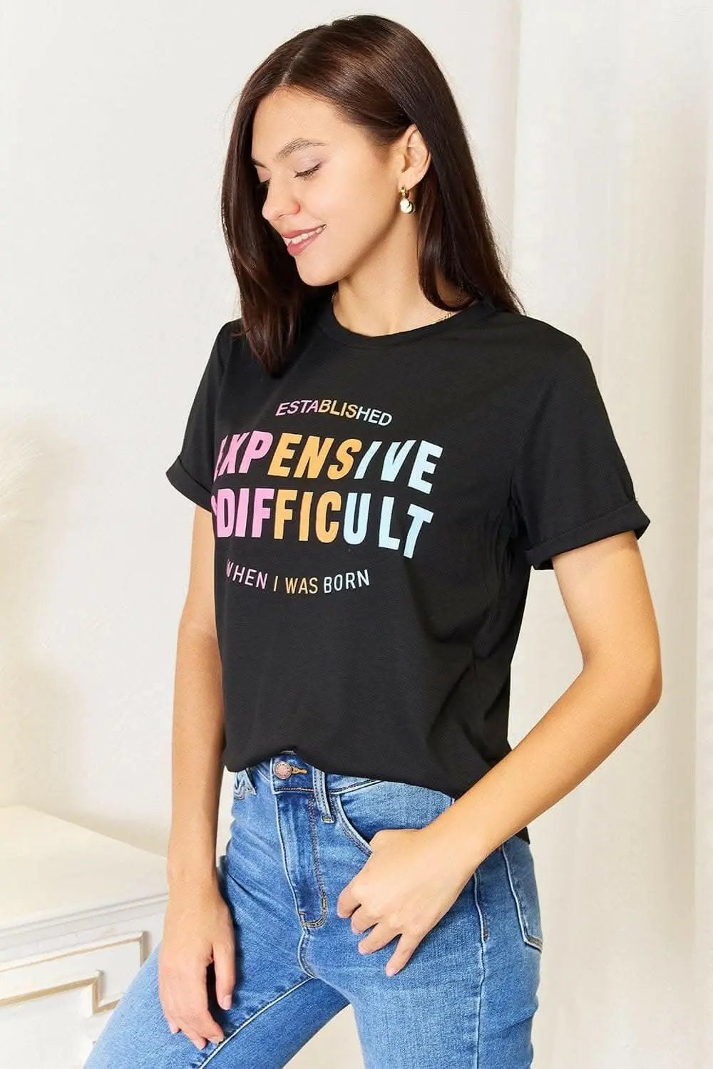 Trendsi TIKTOK - Simply Love Graphic Tee - Opaque, Stretchy & Comforta