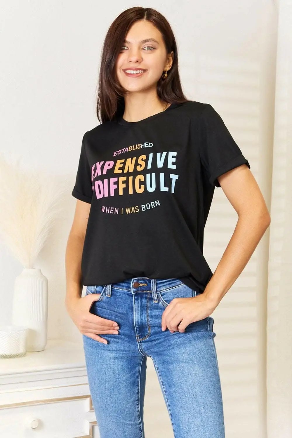 Trendsi TIKTOK - Simply Love Graphic Tee - Opaque, Stretchy & Comforta