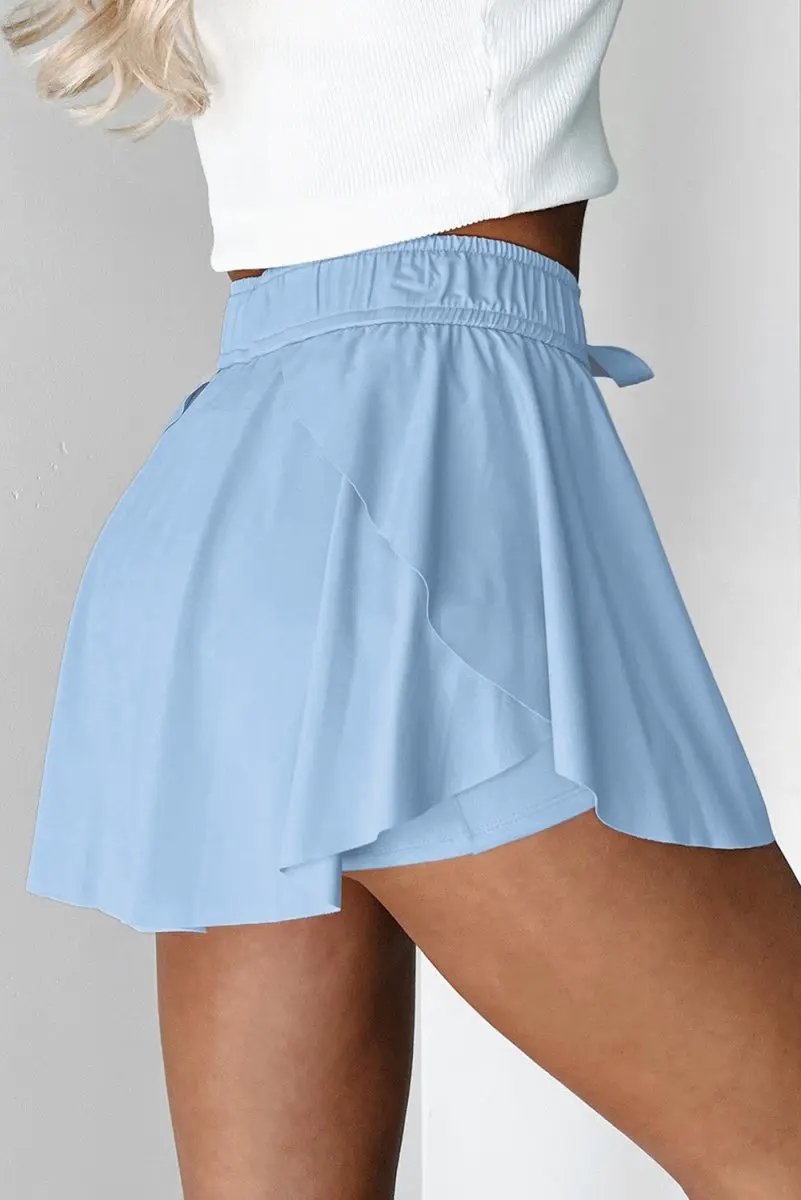 Skort - High Waist Lined - Sky Blue Tennis & Daily Wear