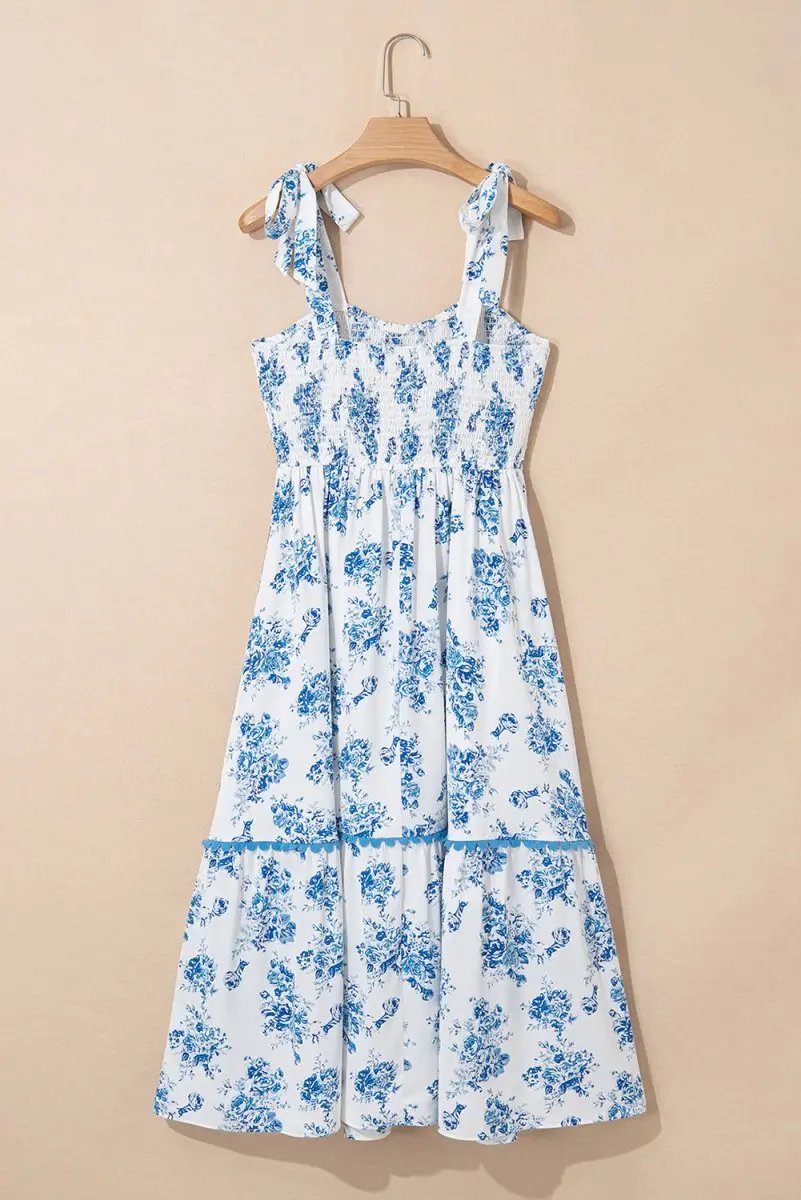 Love Salve Floral Dress Women's Vacation A-Line Shirred Knot Summer Dress