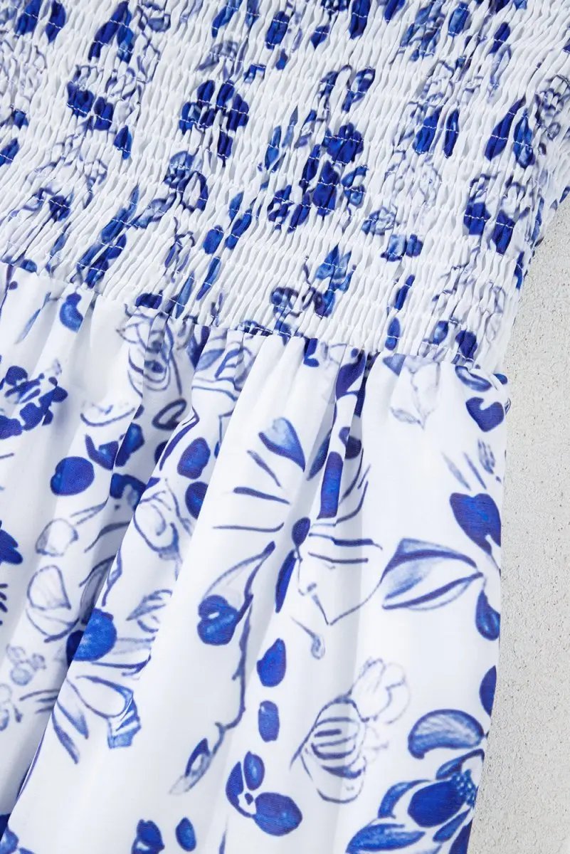 Love Salve Blue Floral Dress Women's Wedding Guest A-Line Summer Dress - Flattering & Stylish