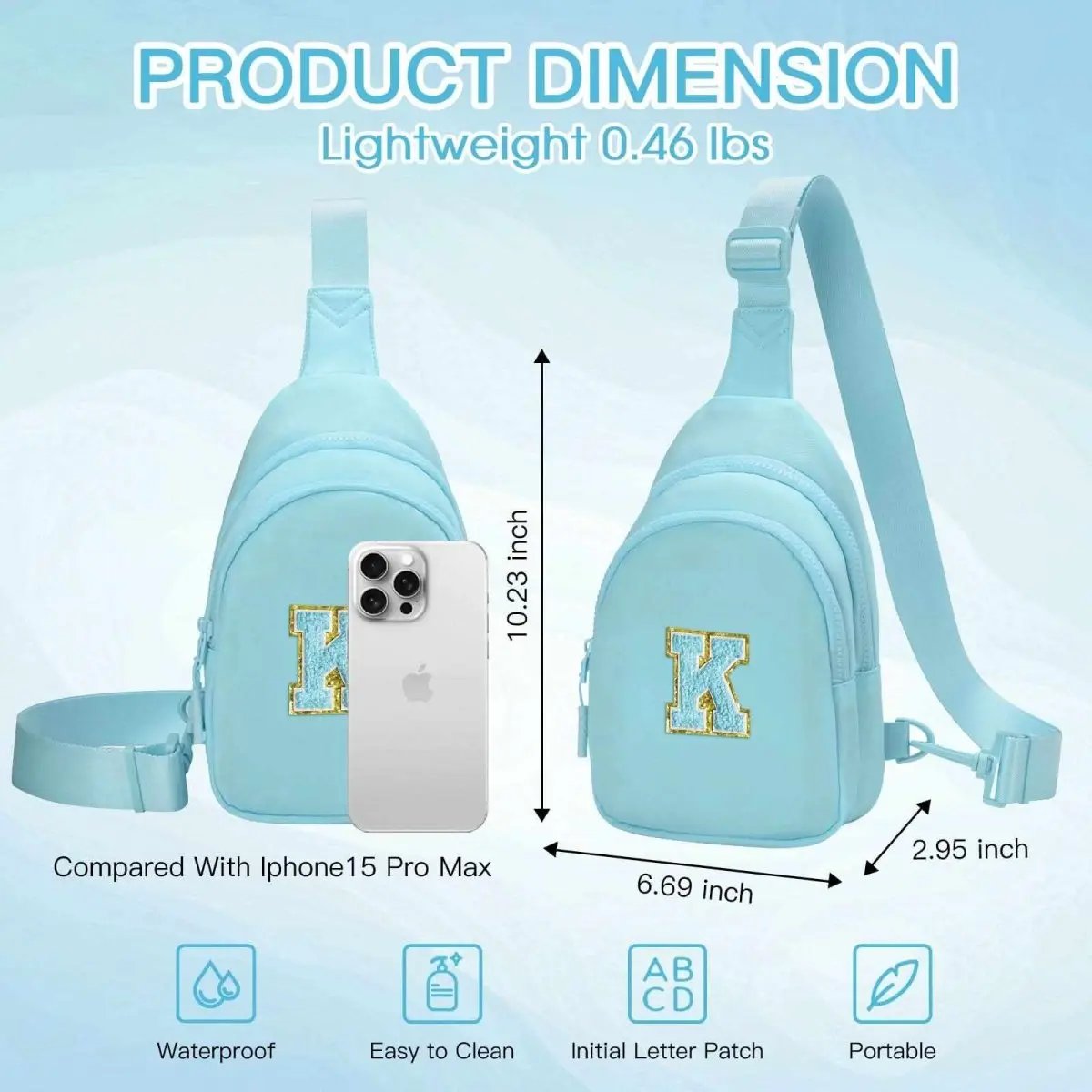 Sling Bag - Personalized Initial - Cute Crossbody Chest Bag