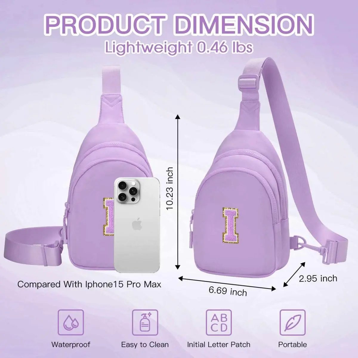 Sling Bag - Personalized Initial - Cute Crossbody Chest Bag