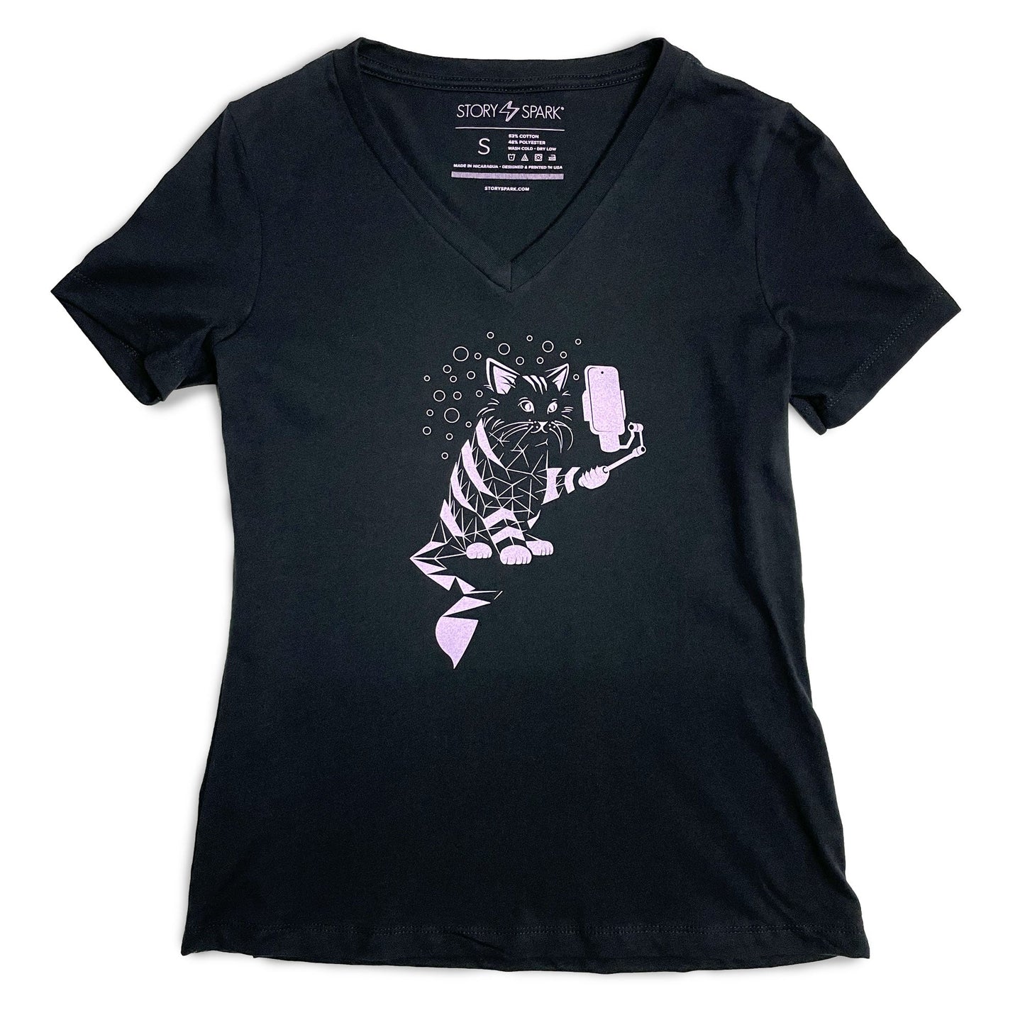 Snap Cat Womens V-neck T-shirt