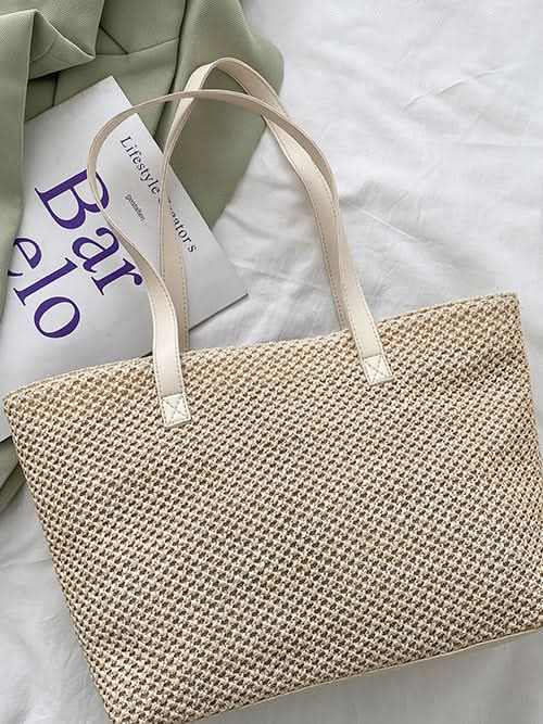Trendsi Woven Tote Bag Women's Solid Color Versatile Handbag, Stylish & Functional