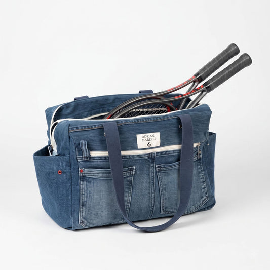 Upcycled Denim Sports Tote - Blue